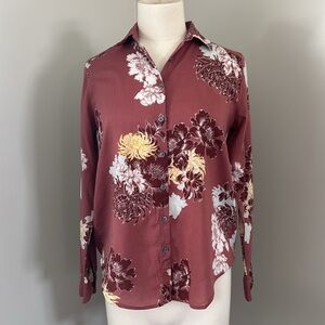 Ann Taylor Factor Floral Long Sleeve Women's Blouse XSP